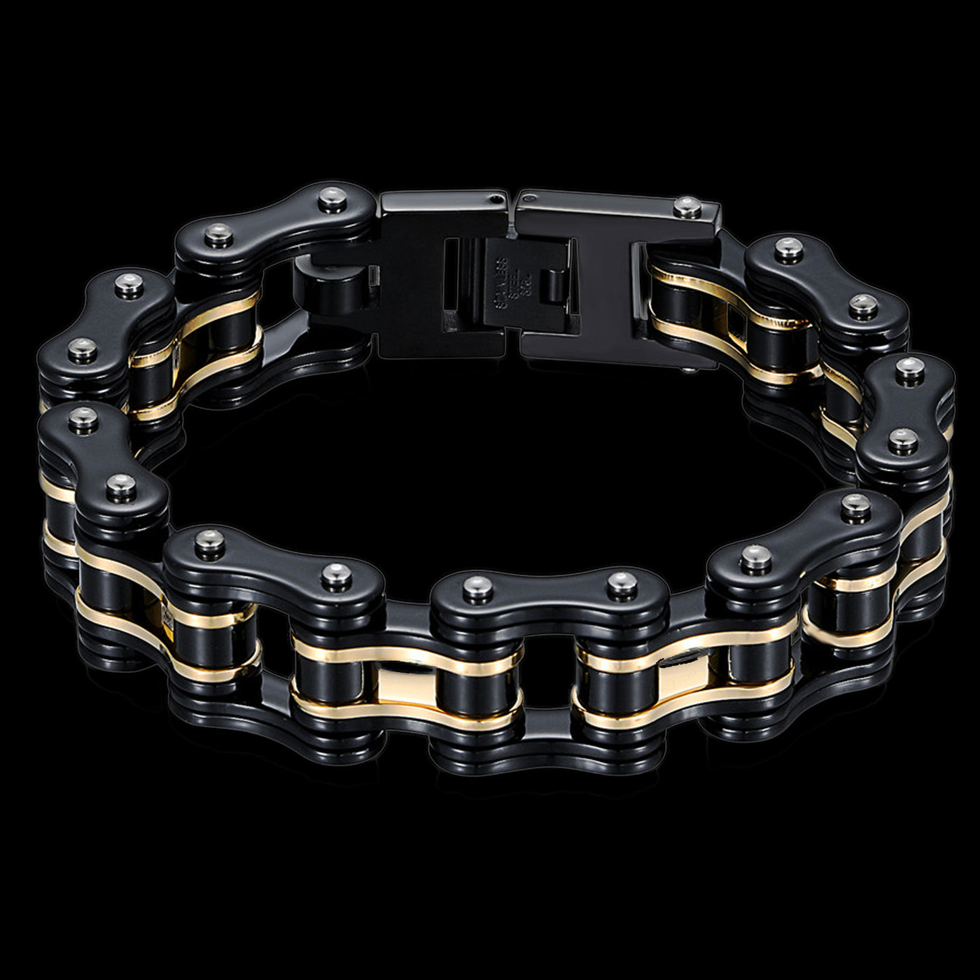 Biker Proud™ Chain Bracelet • Black & Gold | Biker Proud™ Black Chain Bracelet | Biker Proud™ Gold Chain Bracelet
