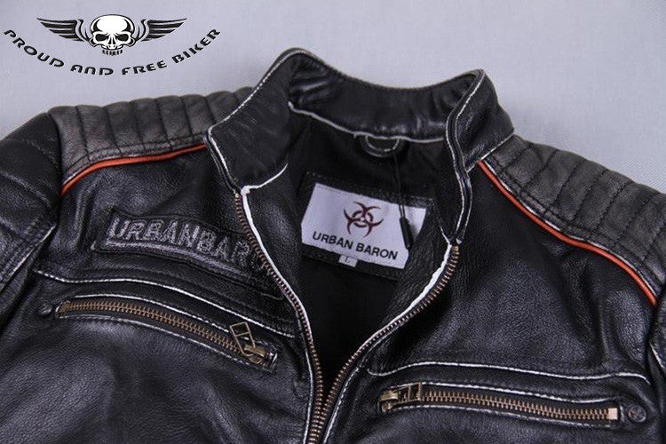Urban Baron Skull Jacket Proud And Free Biker