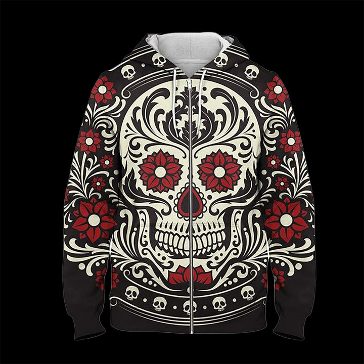 Flower Sugar Skull Hoodie – Proud And Free Biker™