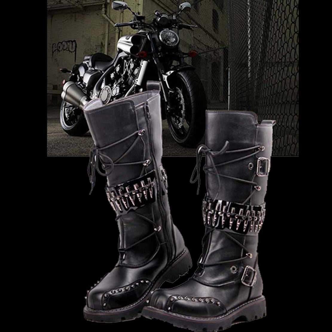 Bullet Boots | Bikers Bullet Boots | Black Leather Bullet Boots