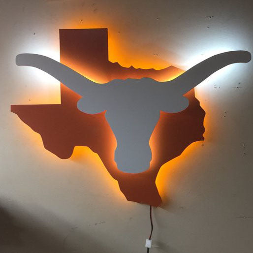 Illuminated Longhorn Texas Sign